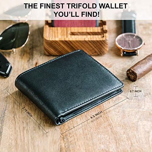 Men's Trifold Leather Wallet — RFID Blocking, Billfold - Image 2
