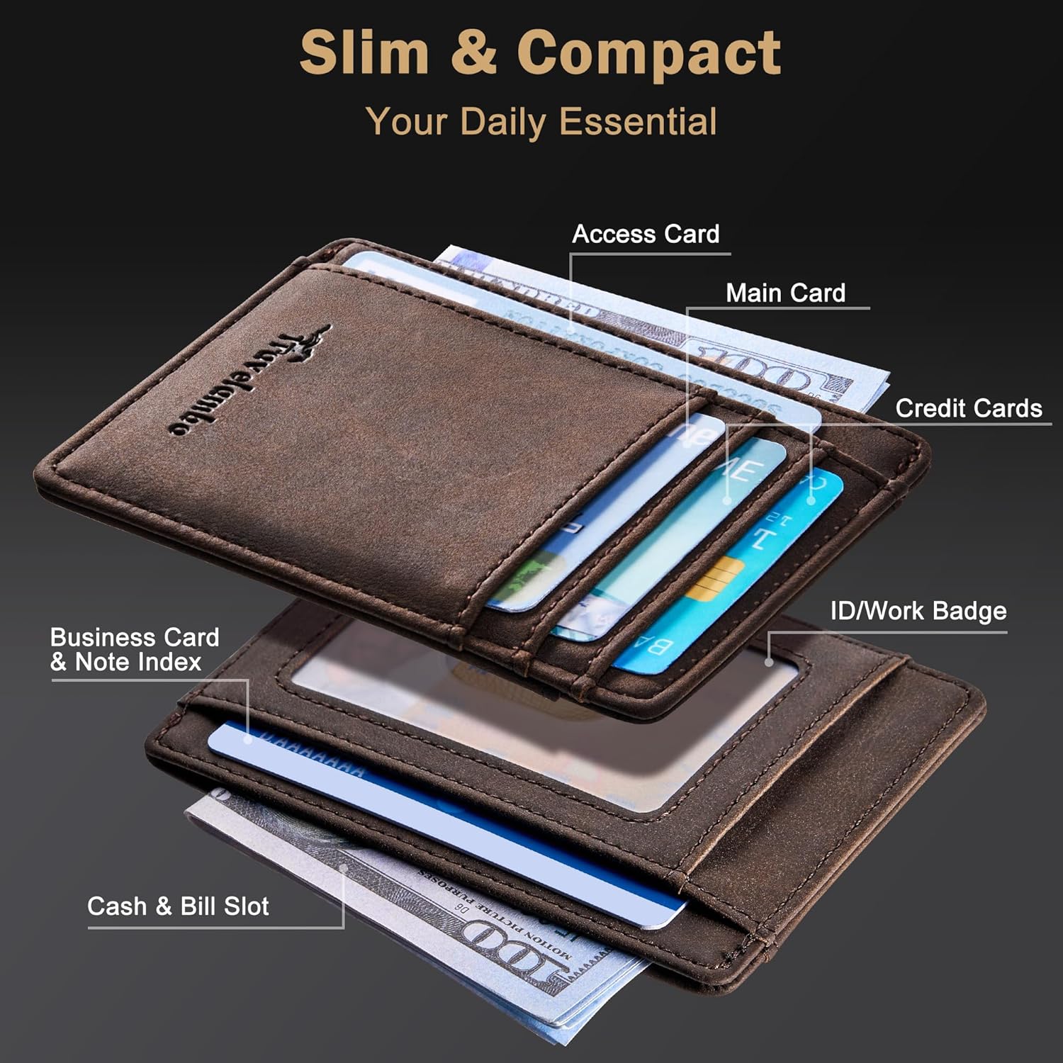 Ultra-Thin Front Pocket Wallet — RFID Blocking, Minimalist - Image 4