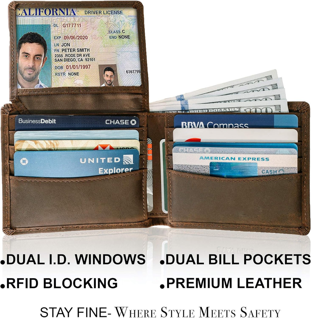 Men's Top Grain Bifold Wallet — RFID Blocking, Extra Capacity - Image 2