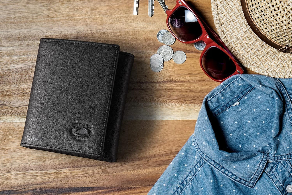 Men's Trifold Wallet — RFID Blocking, Flip-Out ID Holder - Image 3