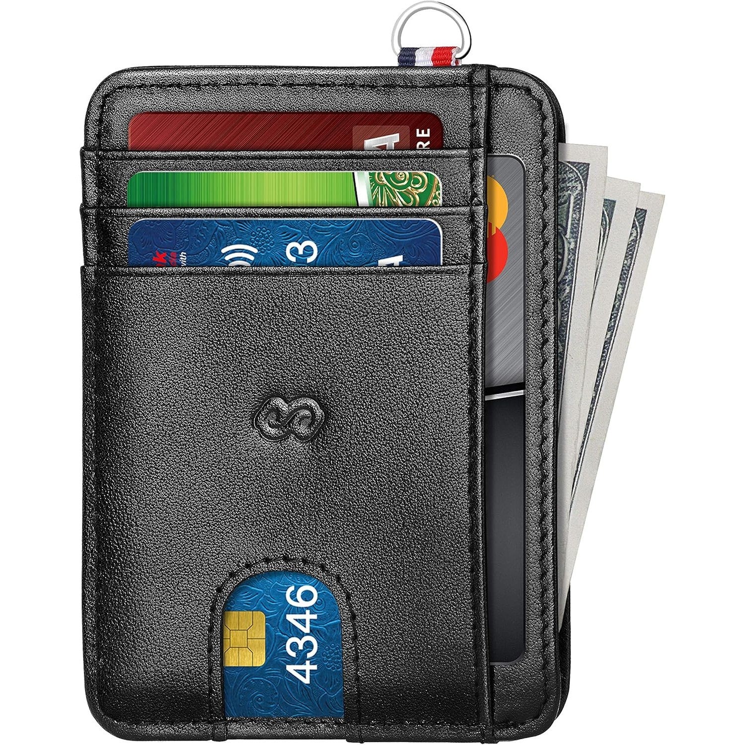 Slim Minimalist Wallet — RFID Blocking, Zipper Coin Pocket